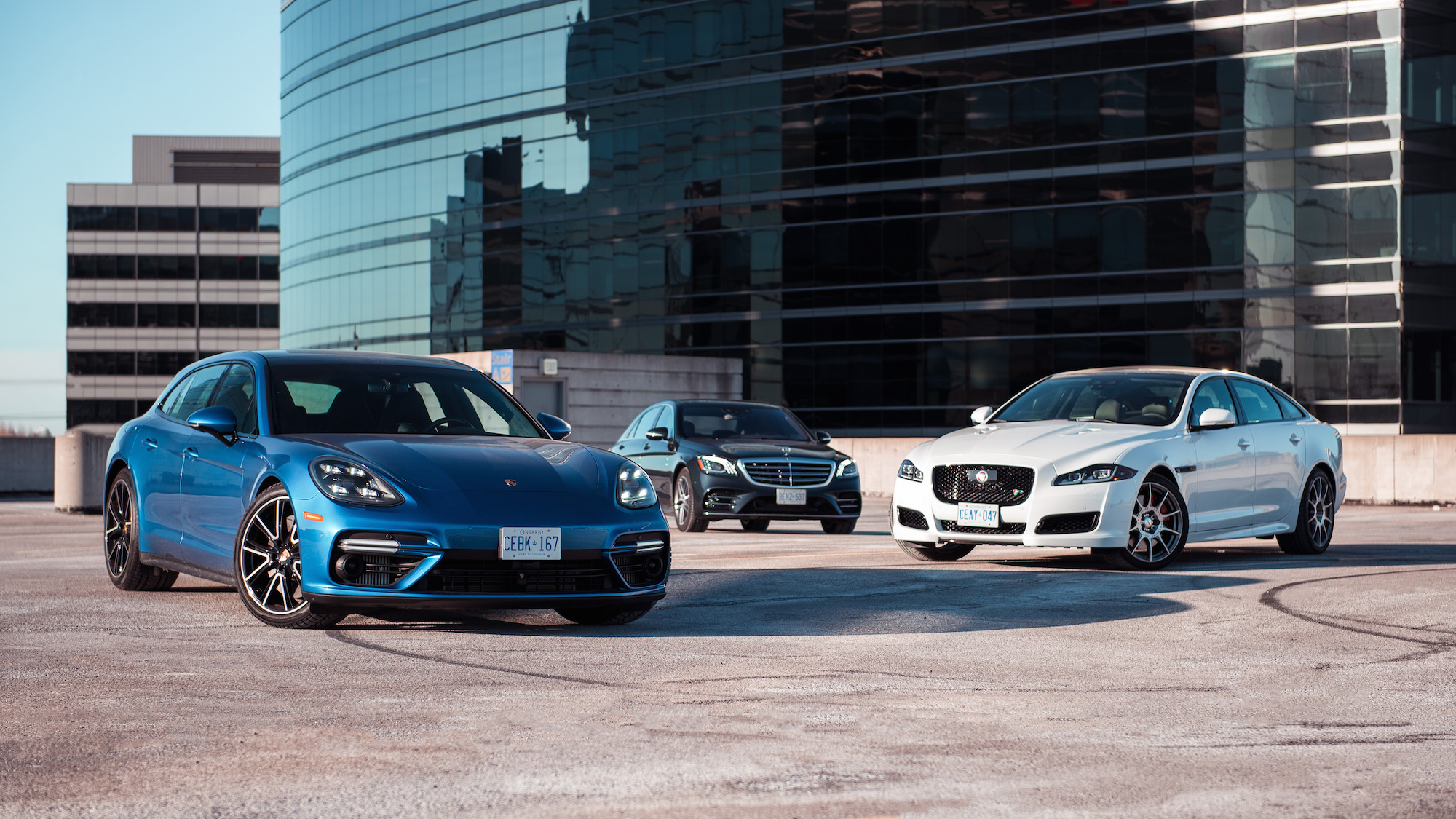 Comparison: 2018 Mercedes-Benz S560 4MATIC vs. 2018 Jaguar XJR575, 2018 Porsche Panamera Turbo Sport Turismo