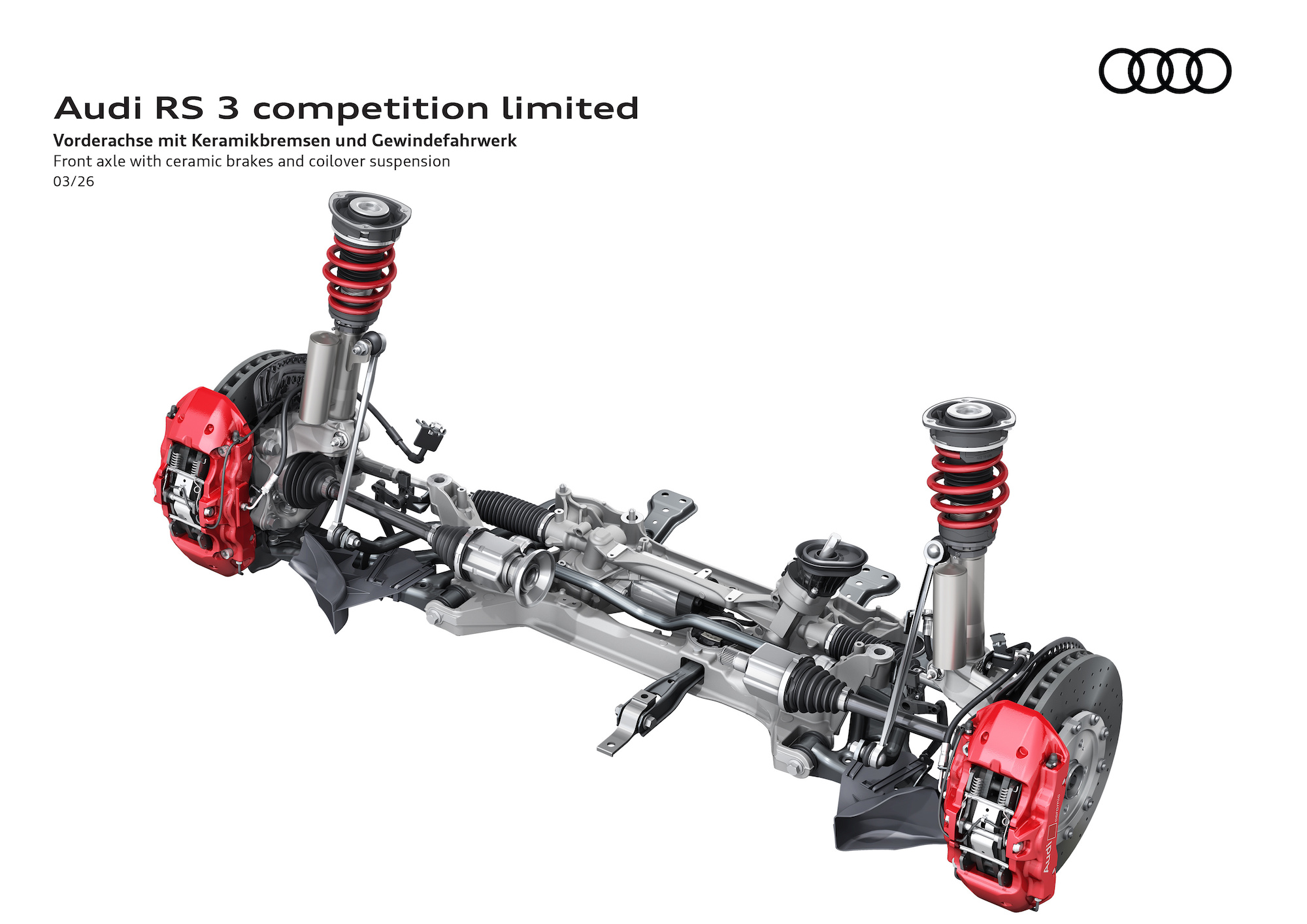 Audi RS 3 competition limited front axle with ceramic brakes and coilover suspension
